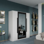 Dulap dormitor Alb+Oglinda Nude C09