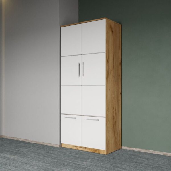 Dulap dormitor Alb+Stejar Adapto C02