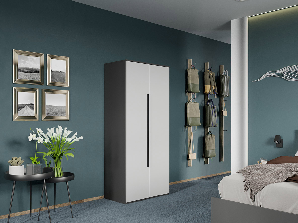 Dulap dormitor Gri/Alb Oasis C03