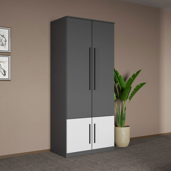 Dulap dormitor Gri+Alb Shape C02