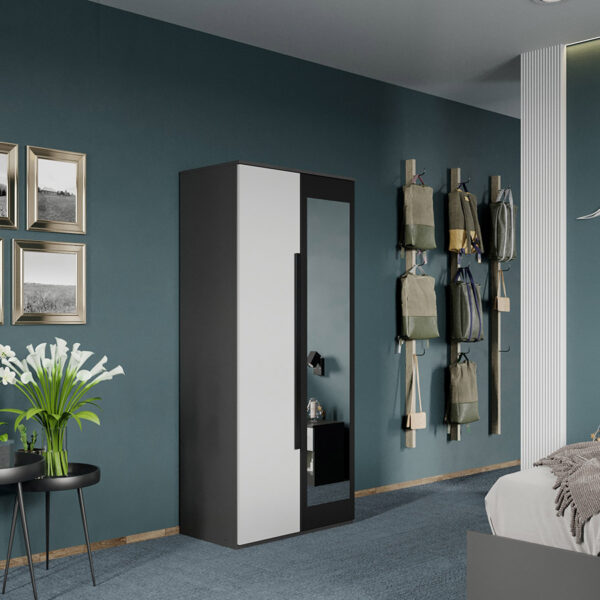 Dulap dormitor Gri/Alb+Oglinda Oasis C05