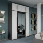 Dulap dormitor Gri/Alb+Oglinda Oasis C10