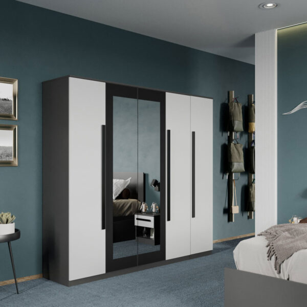 Dulap dormitor Gri/Alb+Oglinda Oasis C11