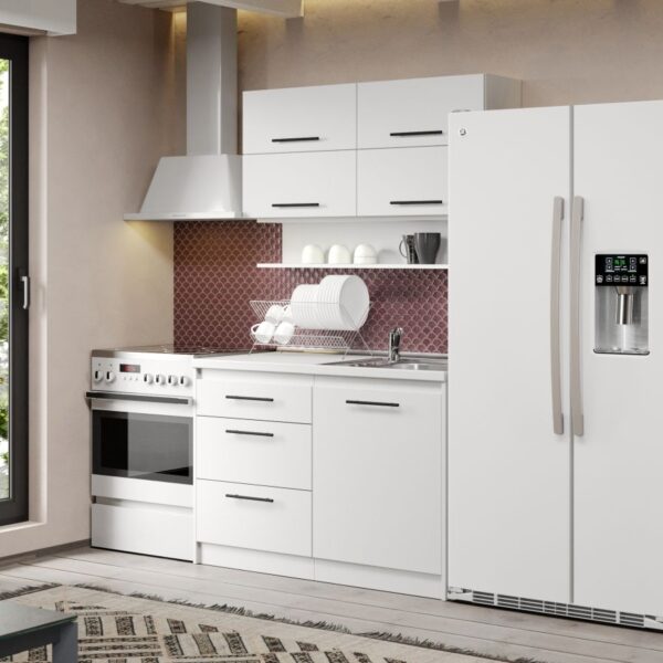 Mobila Bucatarie Alba C04 Pearl 120 cm