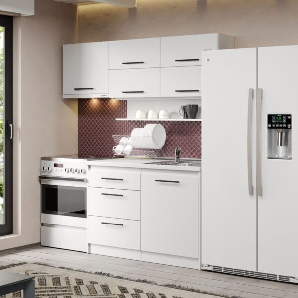 Mobila Bucatarie Alba C05 Pearl 180 cm