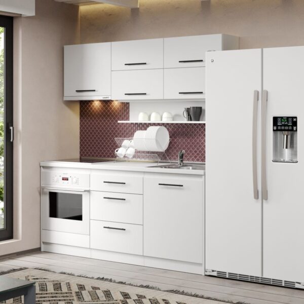 Mobila Bucatarie Alba C06 Pearl 180 cm