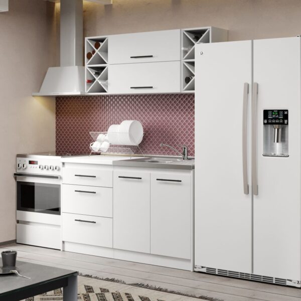 Mobila Bucatarie Alba C07 Pearl 140 cm