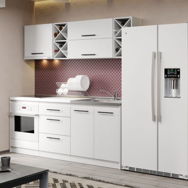 Mobila Bucatarie Alba C09 Pearl 200 cm