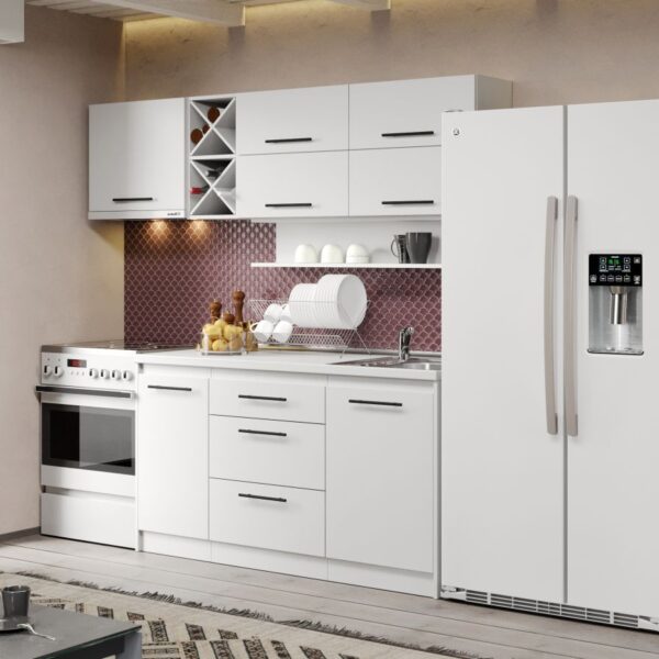 Mobila Bucatarie Alba C11 Pearl 210 cm