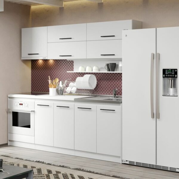 Mobila Bucatarie Alba C15 Pearl 220 cm