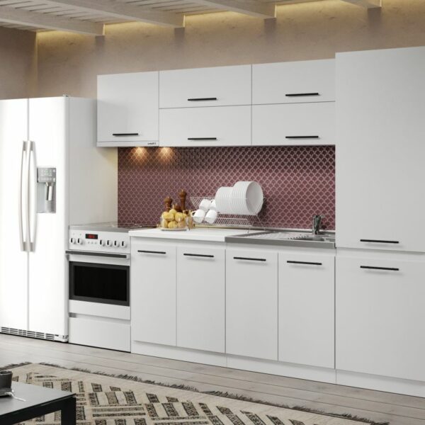 Mobila Bucatarie Alba C17 Pearl 280 cm