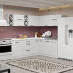 Mobila Bucatarie Alba C78 Pearl 220×180 cm