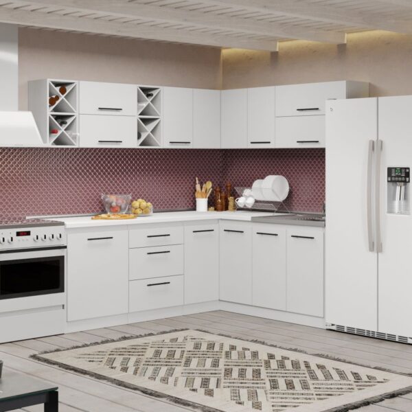 Mobila Bucatarie Alba C78 Pearl 220×180 cm
