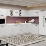 Mobila Bucatarie Alba C79 Pearl 340×180 cm