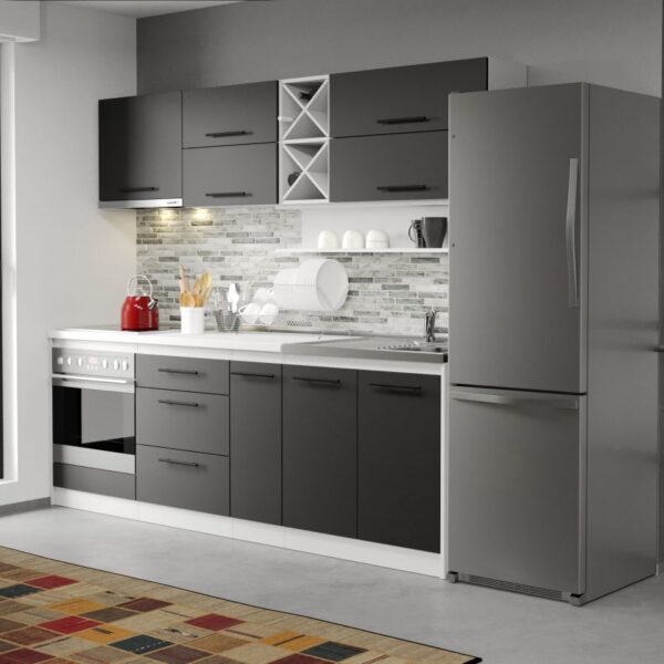 Mobila Bucatarie Gri / Alb C23 Bold 230 cm