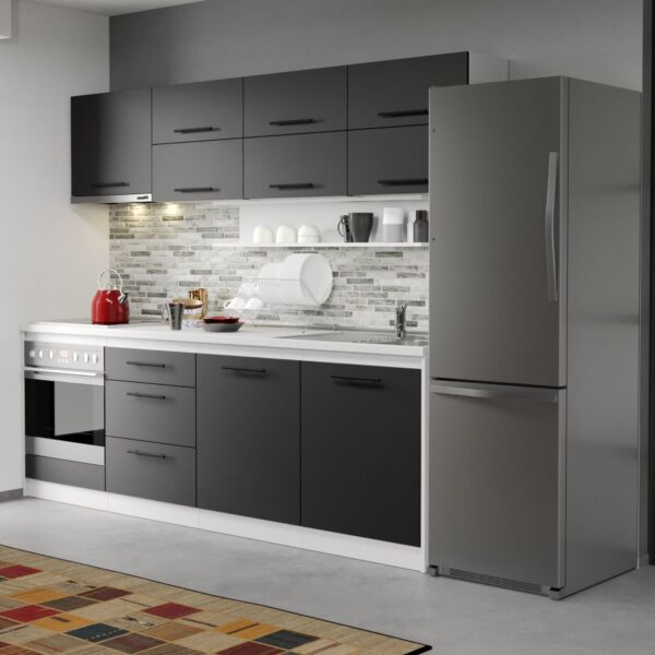Mobila Bucatarie Gri / Alb C29 Bold 240 cm