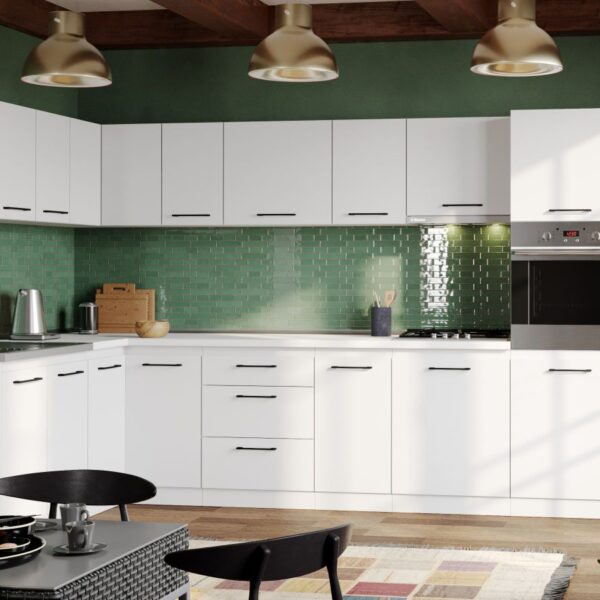 Mobila Bucatarie Soft Alba 180x320 cm C56