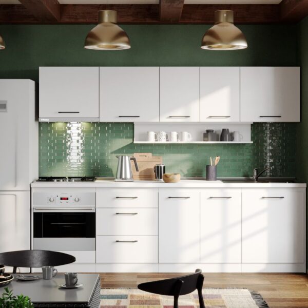 Mobila Bucatarie Soft Alba 260 cm C30