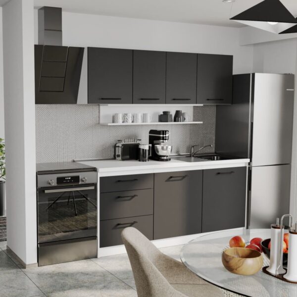 Mobila Bucatarie Soft Antracit/Alb 180 cm C05