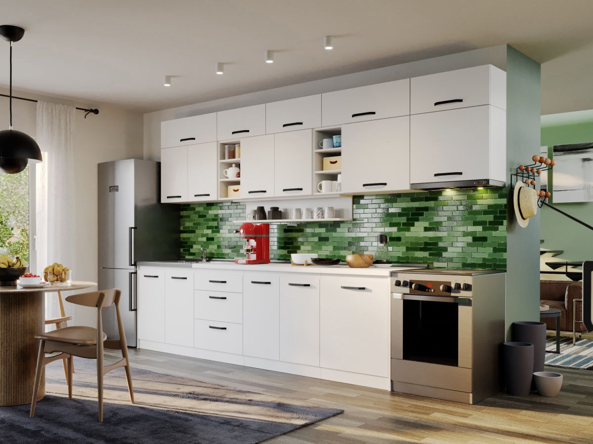 Mobila Bucatarie Vivid Alba 340 cm C31 Mobila Bucatarie Vivid Alba 340 cm C31