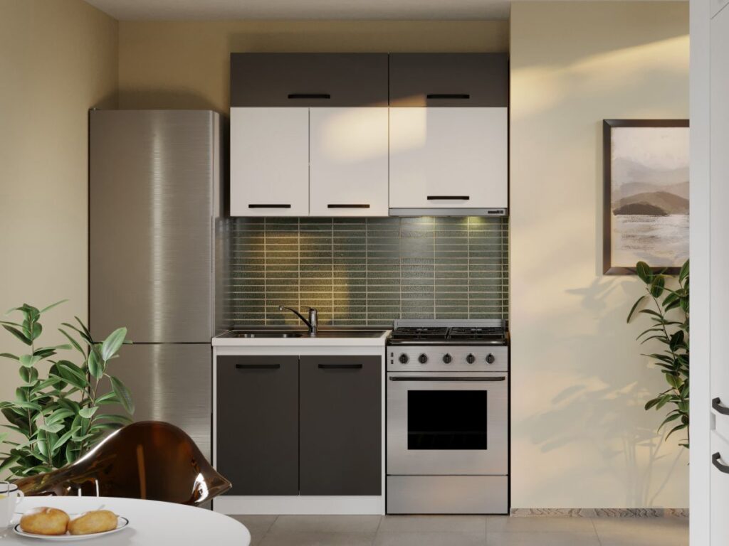 Mobila Bucatarie Vivid Antracit/Alb 140 cm C05