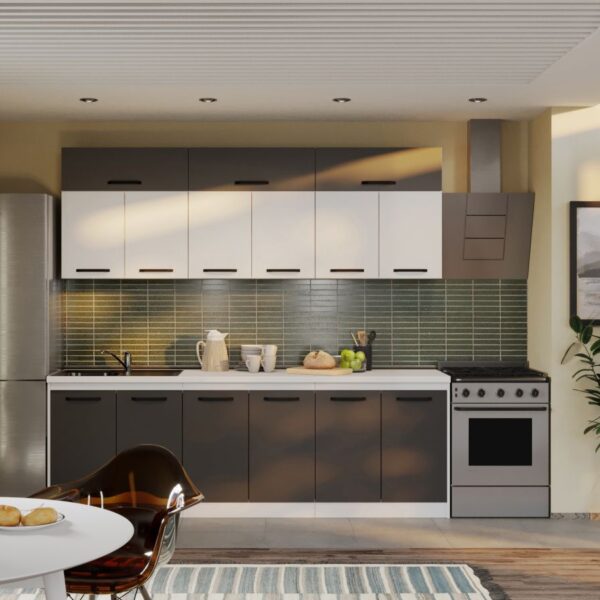 Mobila Bucatarie Vivid Antracit/Alb 240 cm C24