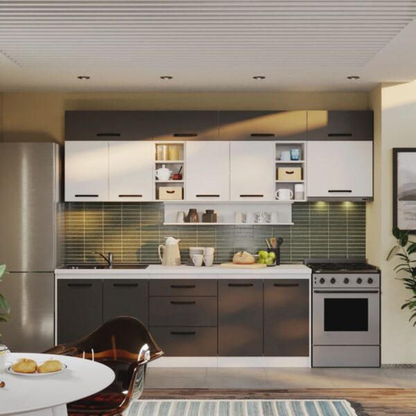 Mobila Bucatarie Vivid Antracit/Alb 280 cm C22