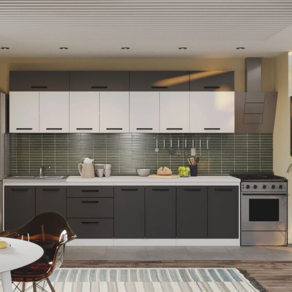 Mobila Bucatarie Vivid Antracit/Alb 300 cm C33
