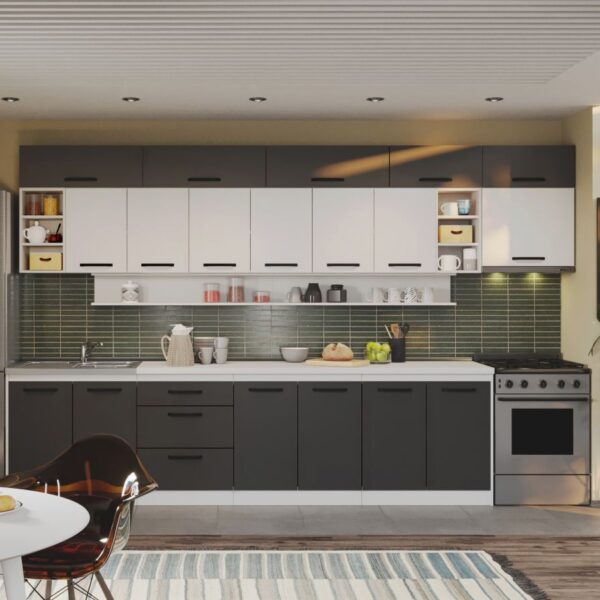 Mobila Bucatarie Vivid Antracit/Alb 360 cm C34