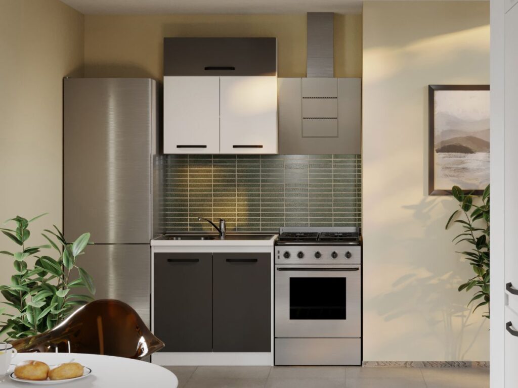 Mobila Bucatarie Vivid Antracit/Alb 80 cm C04