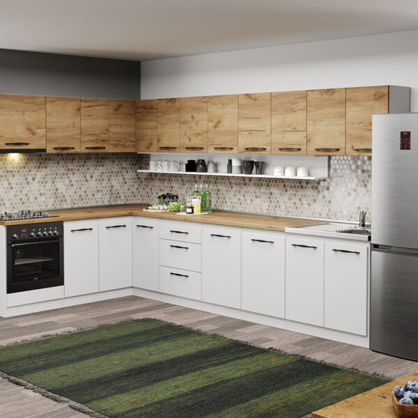 Mobila Bucatarie colt C16 Oakwhite 200x340 cm