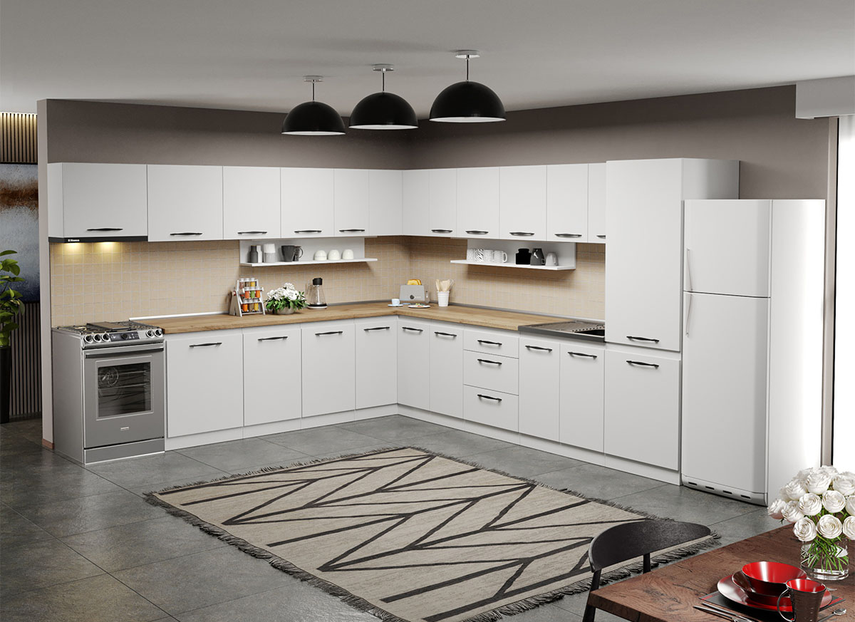 Mobila Bucatarie colt C23 Ivory 320x340 cm