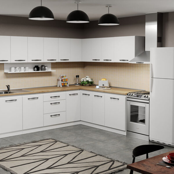 Mobila Bucatarie pe colt C11 Ivory 260x200 cm