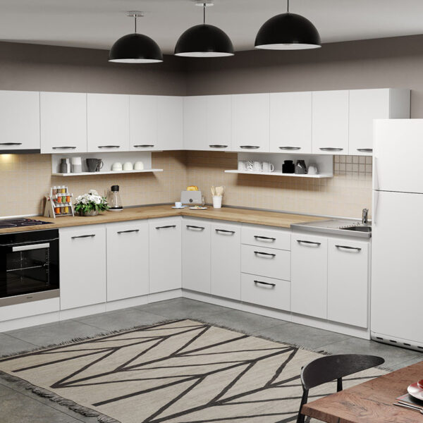Mobila Bucatarie pe colt alba Aroma - 28 - 260x280 cm
