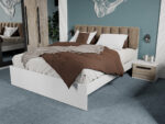 Pat Alb cu tapiterie Bej 160x200 Fara