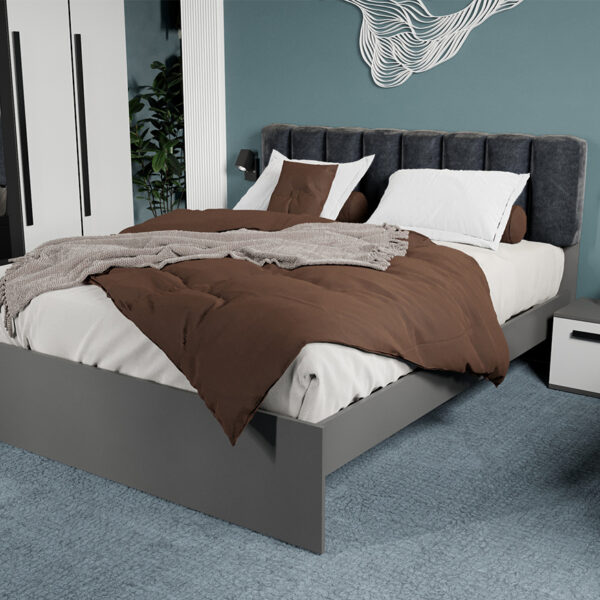 Pat Gri cu tapiterie Gri inchis 140x200 Fara