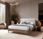 Pat tapitat din lemn masiv Barcelona 140x200