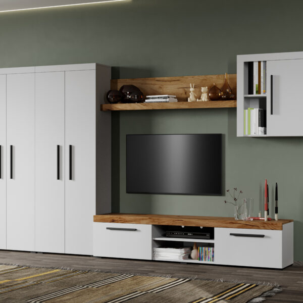 Set Mobila Living Bliss Alb/Stejar Auriu C07