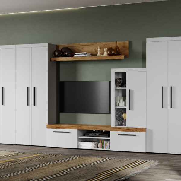 Set Mobila Living Bliss Alb/Stejar Auriu C08