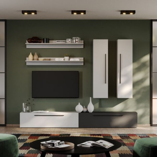 Set Mobila Living Tapo Antracit/Alb C12