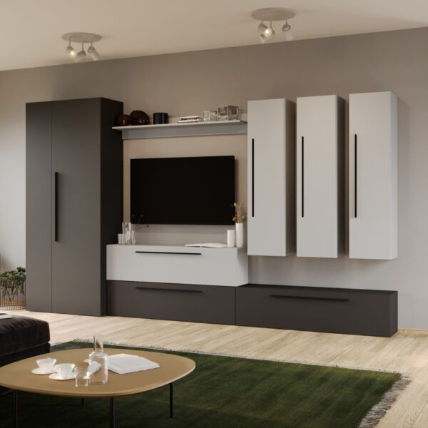 Set Mobila Living Tapo Antracit/Alb C13