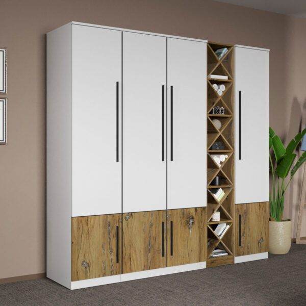 Dulap dormitor Alb+Stejar Eclipse C09