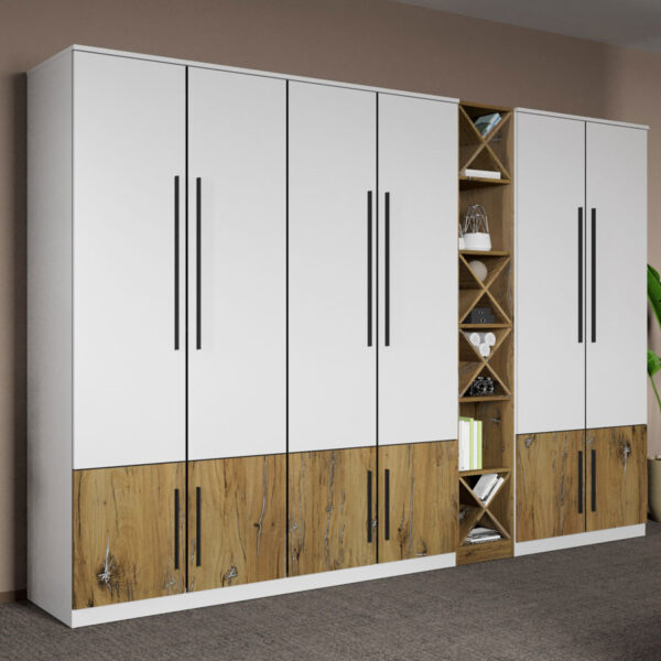 Dulap dormitor Alb+Stejar Eclipse C10
