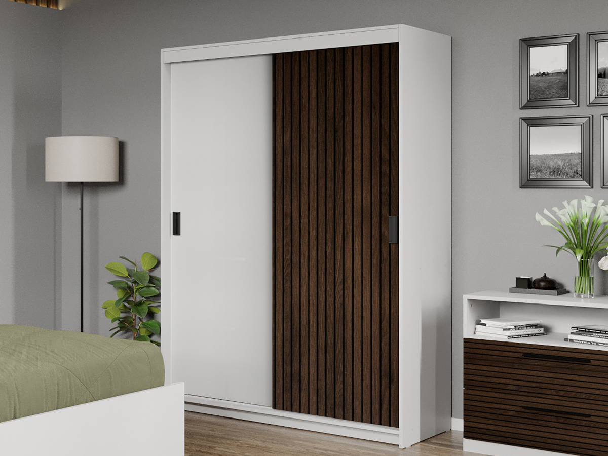 Dulap dormitor 138 Cedric Alb/Maro