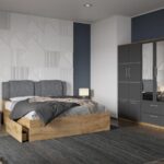 Set dormitor 4 piese Gri/Stejar Adapto C08