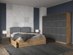 Set dormitor 4 piese Gri/Stejar Adapto C14
