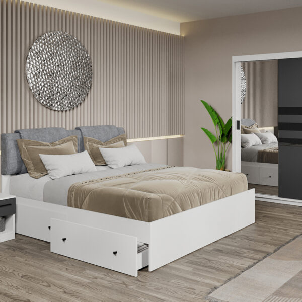 Set dormitor 4 piese Ruben Antracit cu oglinda C31