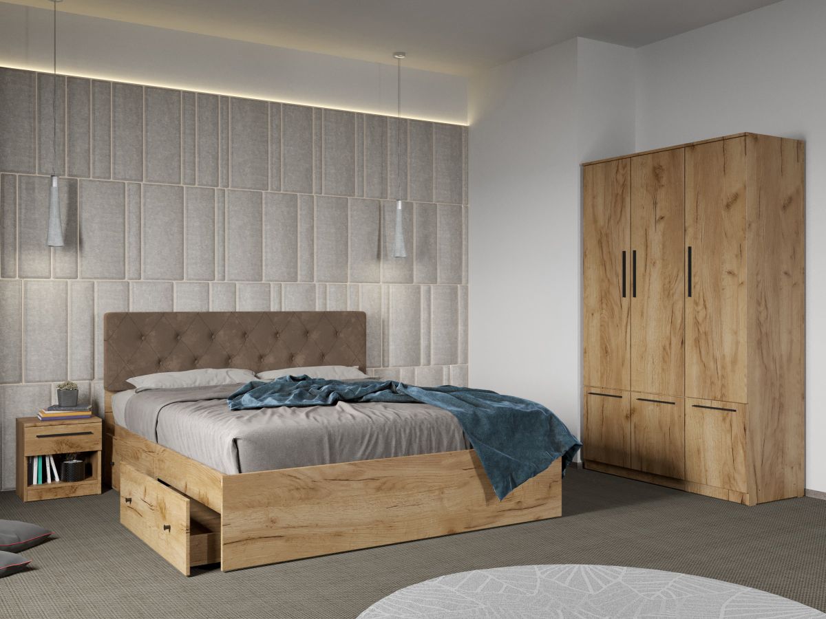Set dormitor 4 piese Stejar Levi C02 Set dormitor 4 piese Stejar Levi C02