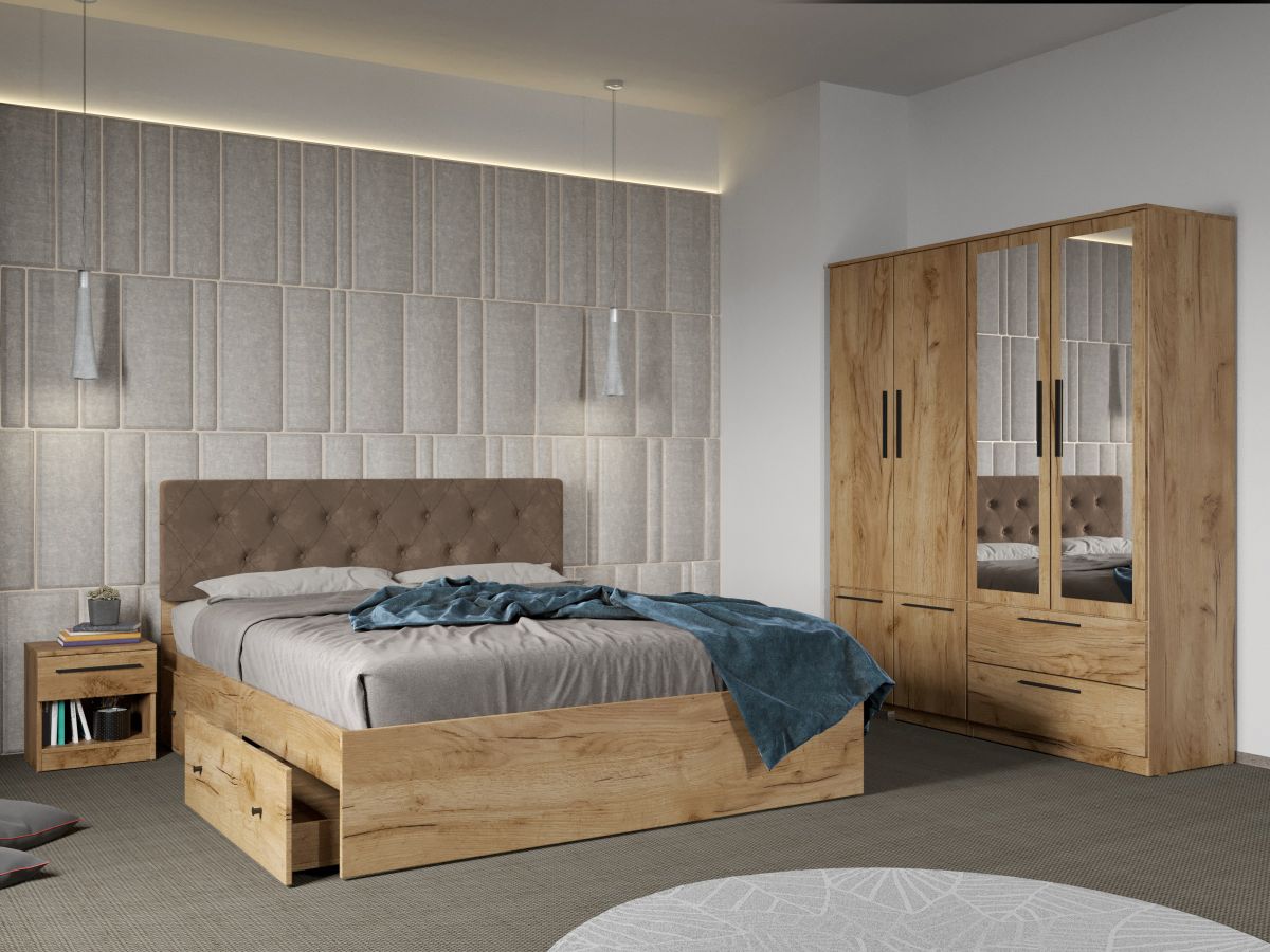 Set dormitor 4 piese Stejar Levi C08 Set dormitor 4 piese Stejar Levi C08
