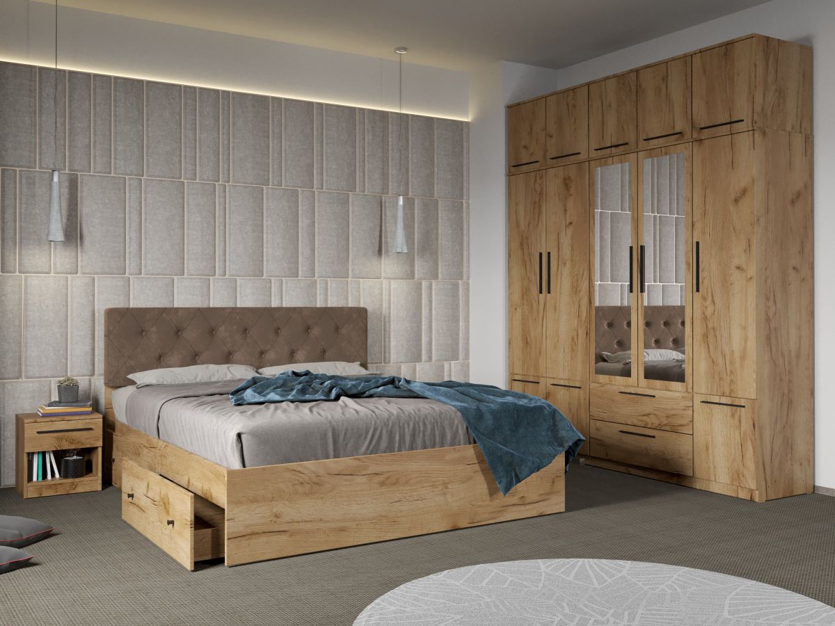 Set dormitor 4 piese Stejar Levi C28 Set dormitor 4 piese Stejar Levi C28